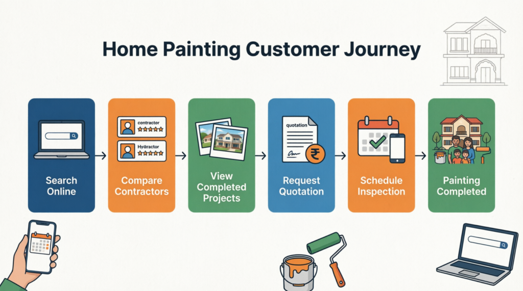 Customer journey for finding painting contractors online