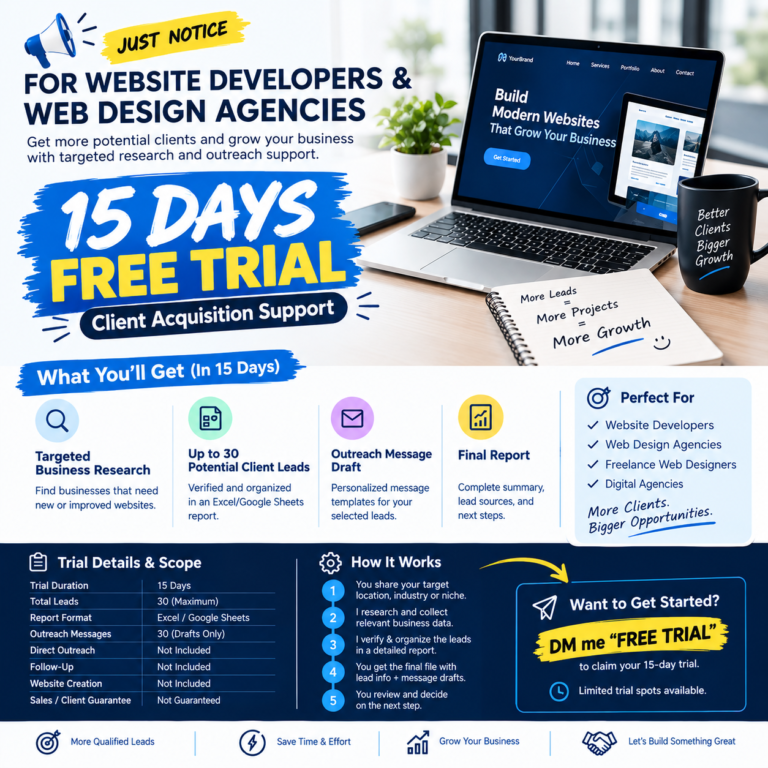 Lead Generation & Client Research for Web Design Agencies – 15-Day Free Trial image 1