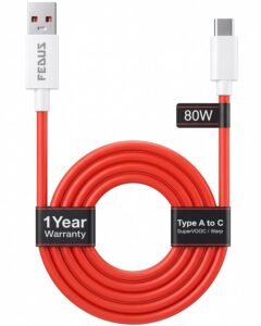 FEDUS 80W USB A to Type C SuperVOOC Fast Charging Cable – 1M Red